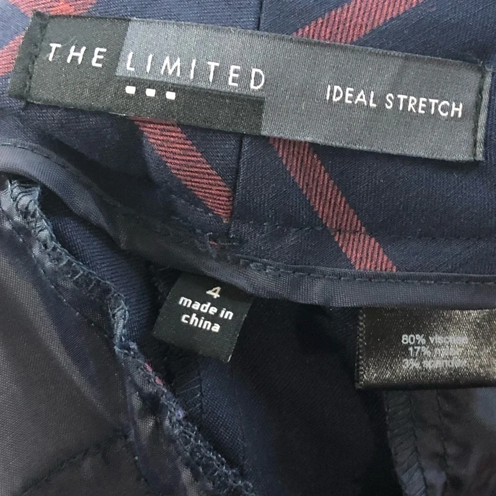 The Limited Ideal Stretch‎ Navy Blue & Pink Square Plaid Dress Pants 4